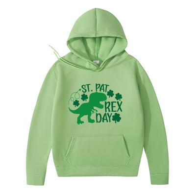 2025 Новая толстовка с капюшоном, свободная, с принтом букв и клевера-четырехлистника, однотонная, с карманом-кенгуру и кулиской, в стиле колледжа, джокер-топ