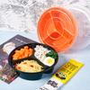 European & American Round Three-Compartment Disposable Lunch Box, Thickened Transparent Black Container for Takeaway Packaging