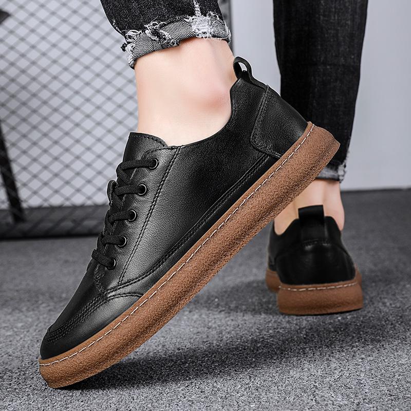Men Top Layer Cow Leather Small White Shoes Casual Shoes Fashion Men Leather Sneakers Breathable Spring Men Designer Men Loafers