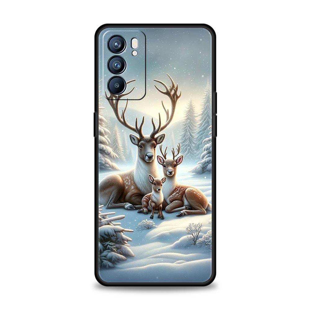Cartoon Animal Deer Phone Case For Oppo Reno 13 12 11 10 7 F Find X5 X6 A98 A80 A79 A78 A57 A54 A31 A17 Pro 5G Soft TPU Cover