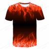 Summer Men's Flame 3D Printed T-shirt Men's Fashionable Short Sleeved Hip-hop Top
