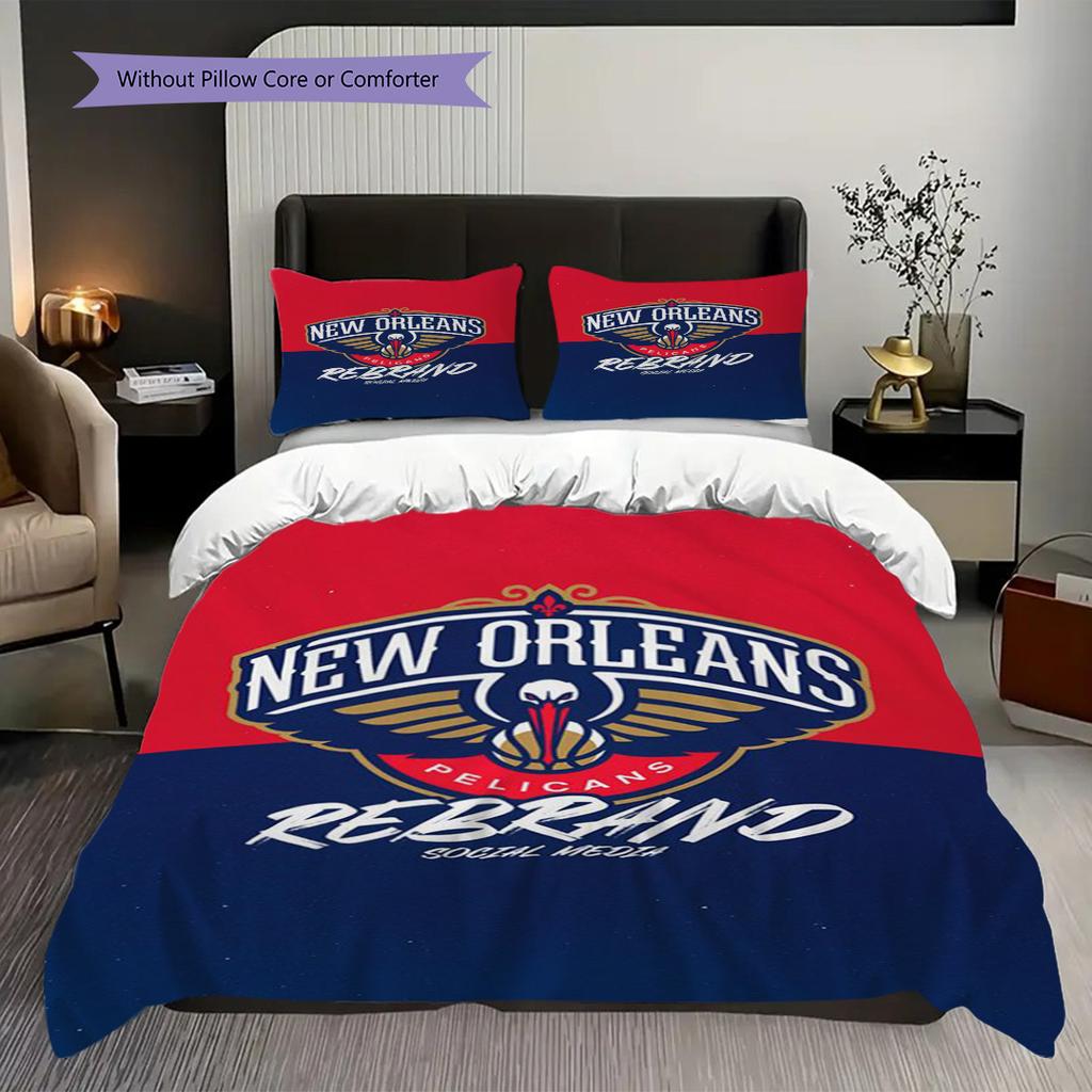 New Orleans Pelicans Bold Team Spirit Bedding(1 * duvet cover + 2 * pillowcase, without core)Soft and comfortable Bedding set Christmas birthday gift