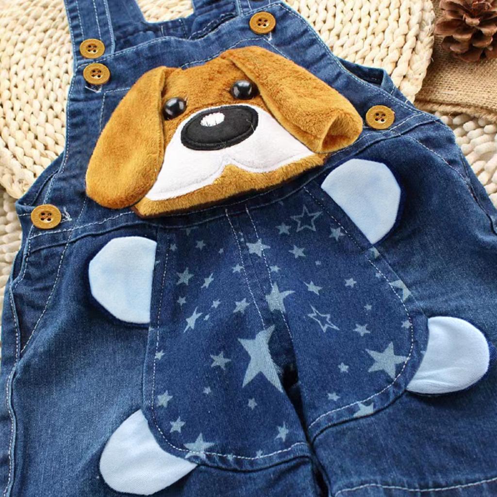 Детские комбинезоны с очаровательным принтом животных в виде щенка и звезды для мальчиков, джинсовые шорты на бретельках