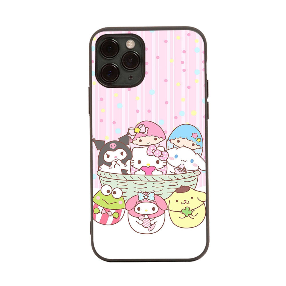 Чехол HK15 Hello Kitty Friend Black Sofe для iPhone 16 15 Plus 14 13 Pro 8 SE XR XS Max P30 Nova 5T Y5P Y6 Y7 Y8P Y9 Realme C30 C33 C31 VIVO Y36 V27