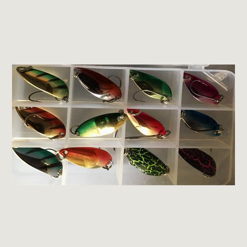 12 шт. Мини-рыболовная приманка Рыба Форель Рыболовная наживка Цветная С одинарными крючками Вращающаяся приманка