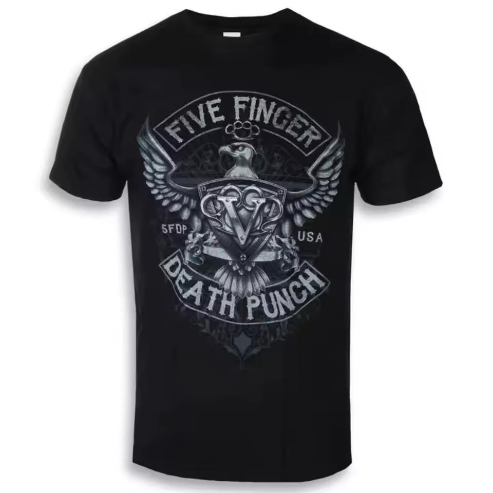 Five Finger Death Punch - Howe Eagle Art Pattern Nu Metal Band T-shirt Casual Street Style Cotton T-shirt for Men and Women