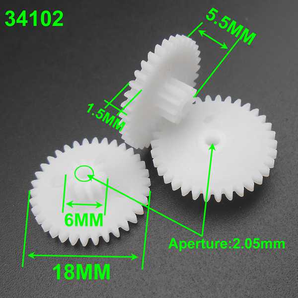 200PC 0.5 Modulus 0.5M Double Gear Reduction Bilayer Gears 34 Teeth 10 Teeth Aperture 2MM 2.05mm 2B Loose Fitting 34T 10T 34102B