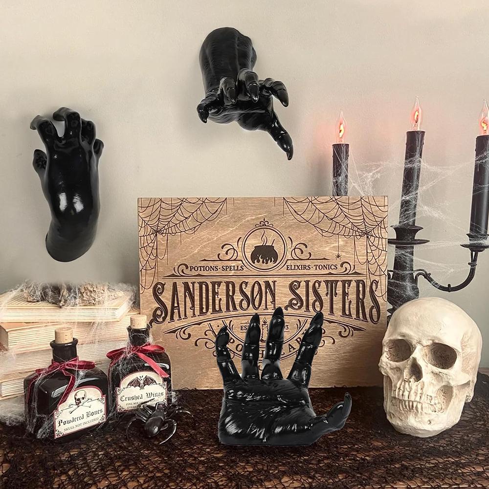 3Pcs Wall Mounted Creepy Reaching Hands (Excluding Candles) For Halloween Decor