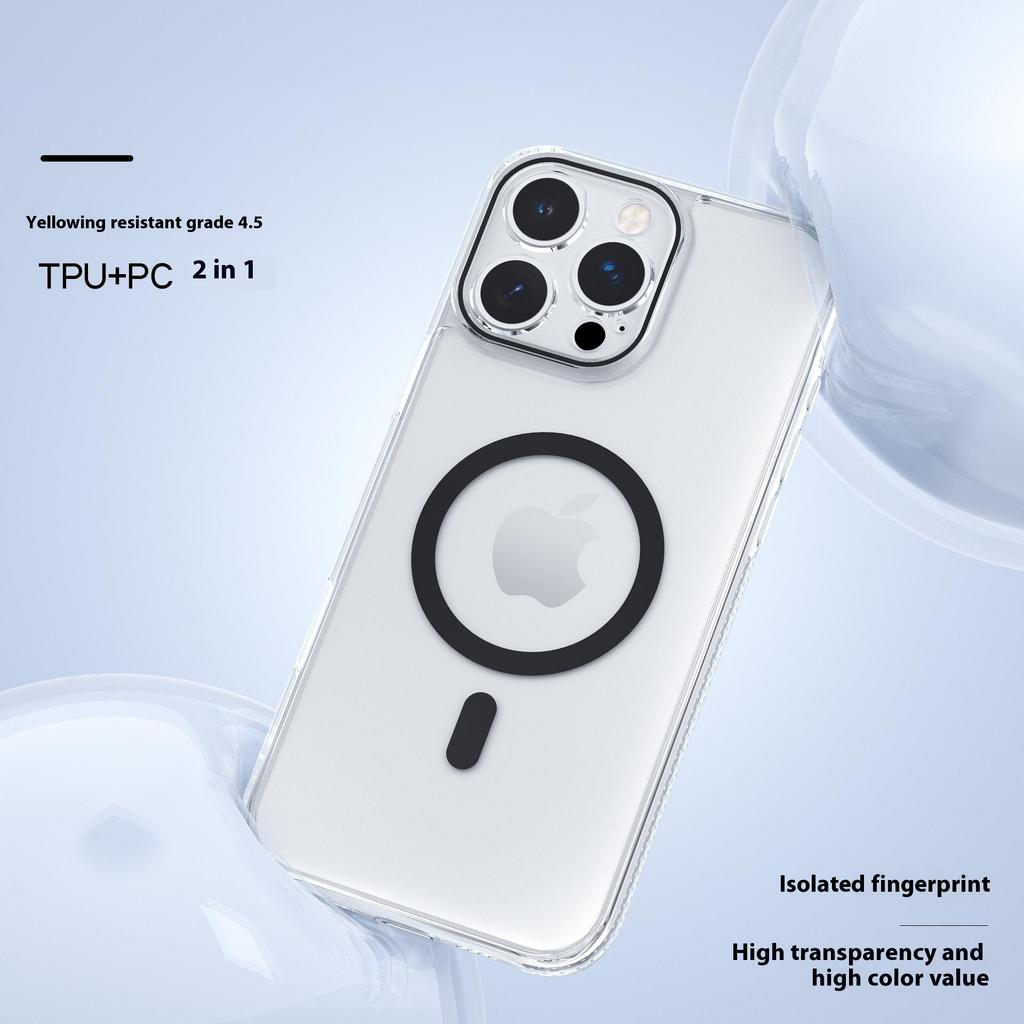 Для iPhone 16 Pro Max Чехол Кристально Прозрачный ТПУ+ПК Защитный Чехол Совместимый с MagSafe