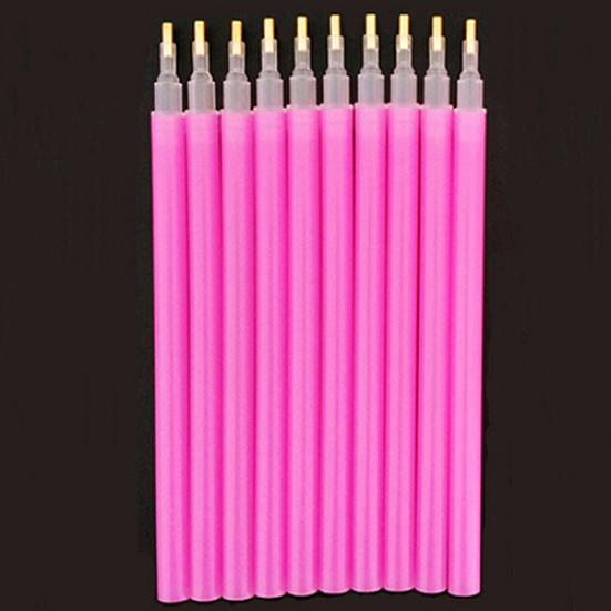 10Pc Pink Nail Art Rhinestones Picking Tools Dotting Brush Pencil Pen Set