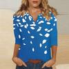 Women's Stand Collar 3/4 Sleeve Printed Top T-shirt