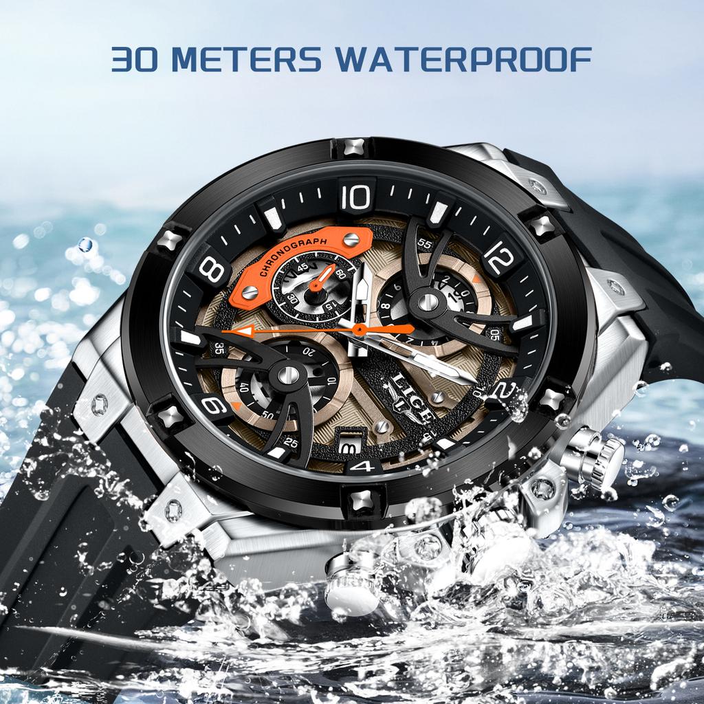 LIGE Business Watches for Men Waterproof Silicone Men Sports Watches Casual Quartz Wristwatch Fashion Male Watch Reloj Hommes