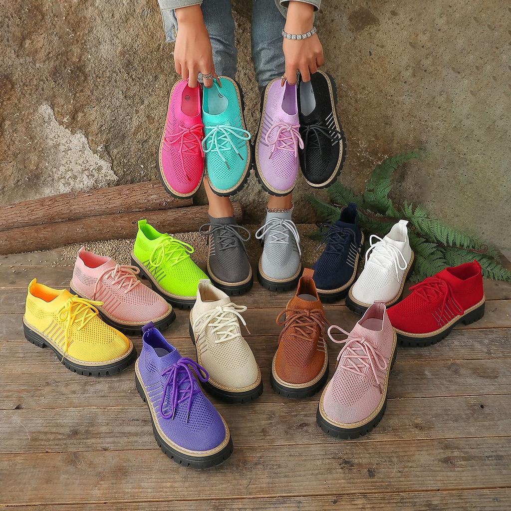 Plus Size Shoes for Women 36-43 Summer Spring 2026 Women Mesh Breathable Comfortable Lace Up Platform Flats Sneakers Women