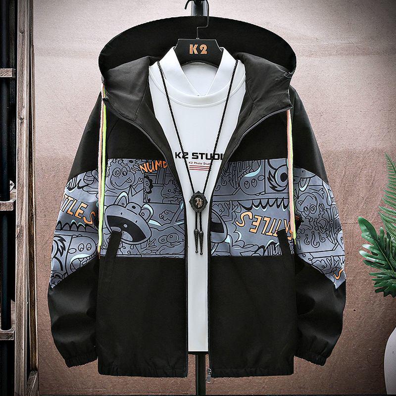 Мужская модная рабочая куртка с капюшоном в корейском стиле для подростков