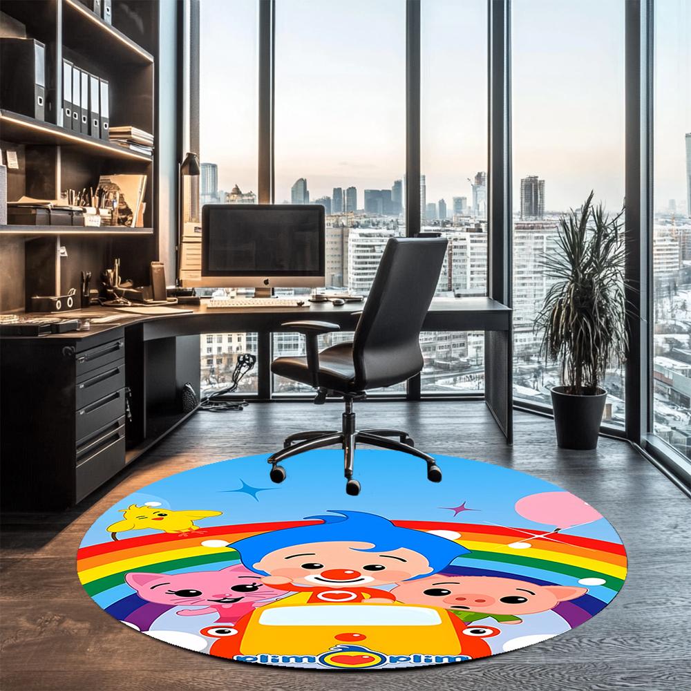 Plim Plim Printed Round Rug Carpet Chair Rug Area Rug Entryway Doormats,for Office Chair Living Room Bedroom Kitchen Room.