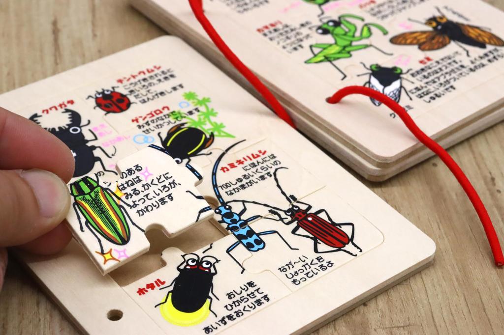Japanese-made wooden puzzle picture book "Insect Friends"