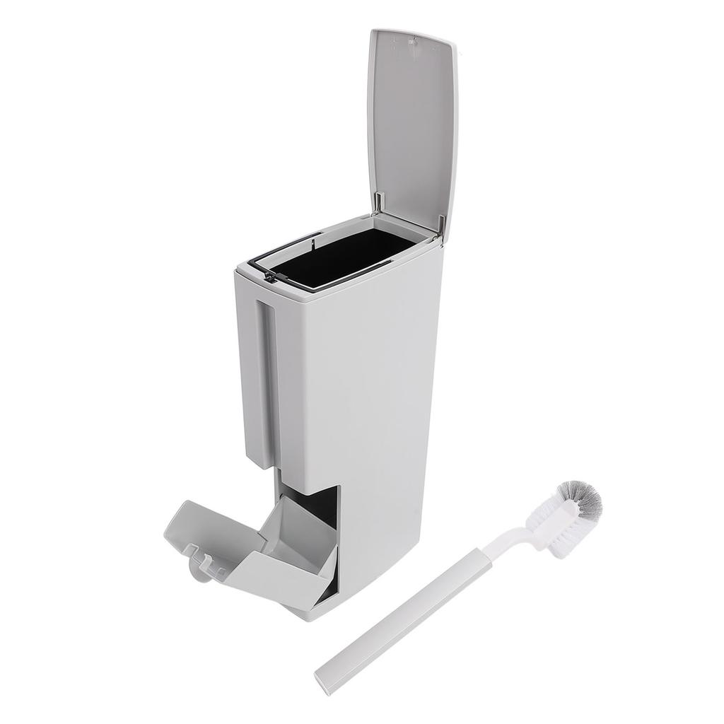 Bathroom Trash Can with Toilet Brush and Holder Pop Up Lid Prevent Odor Removable Inner Bucket