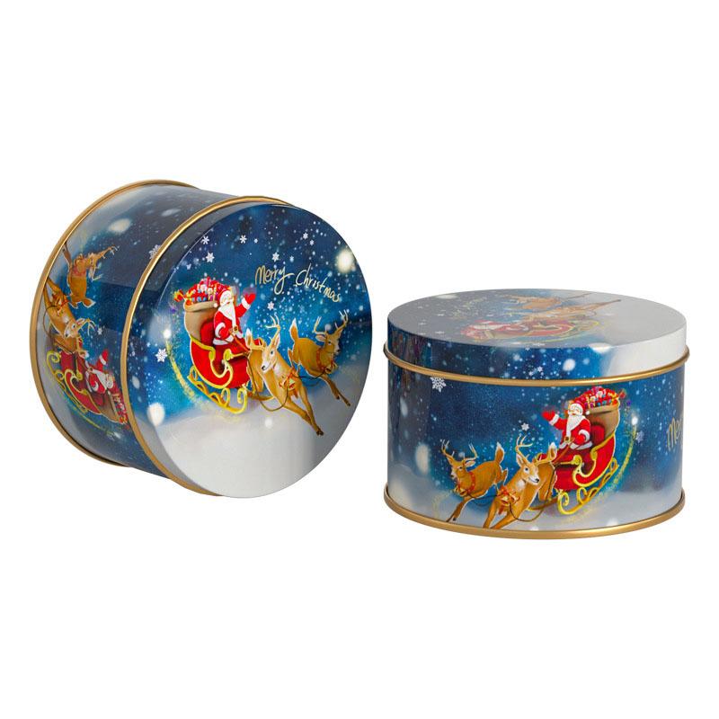 Жестяная коробка, рождественская коробка для конфет, коробка для хранения, жестяная коробка, круглая подарочная коробка, коробка для печенья, рождественский подарок