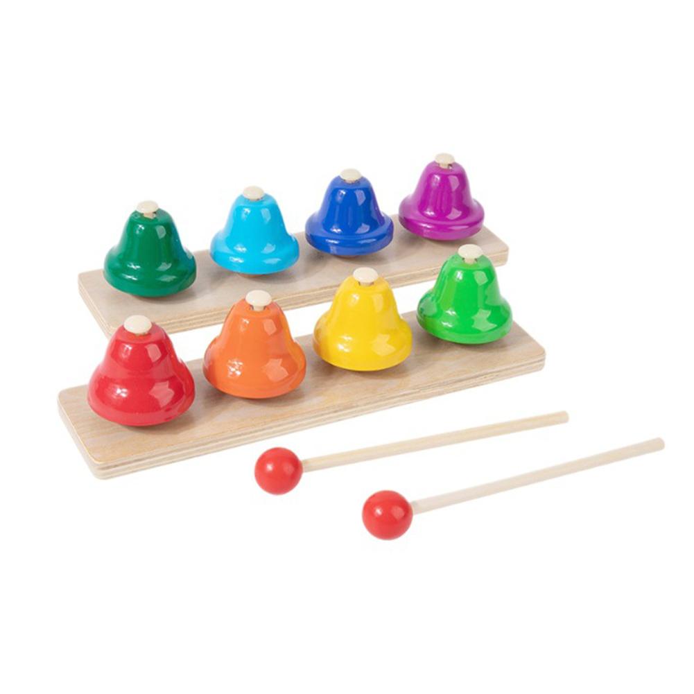 Desk Bells For Kids 8 Colorful Hand Bells Set Wooden Musical Instrument Birthday Christmas Gift For Girls Boys