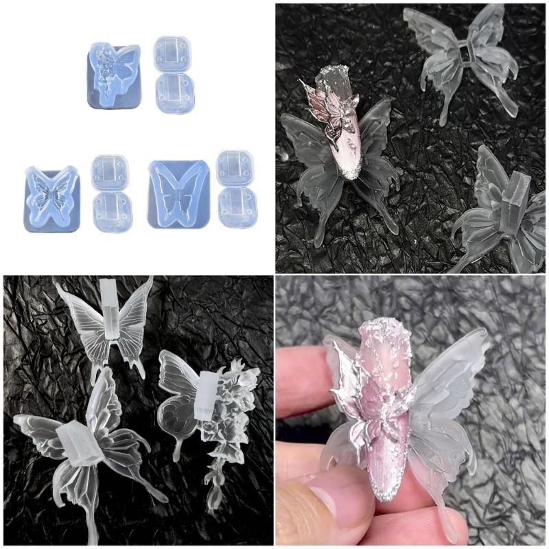 High Elasticity Butterfly Shaped Silicone Mold For Nail Extension And Creative Jewelry Making Accessories