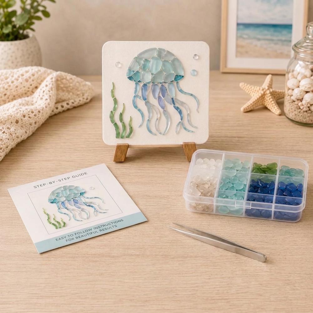 Sea Creature Ocean DIY Sea Glass Art Kit Ocean Inspired Home DIY Crafting Kit Home Office Decor