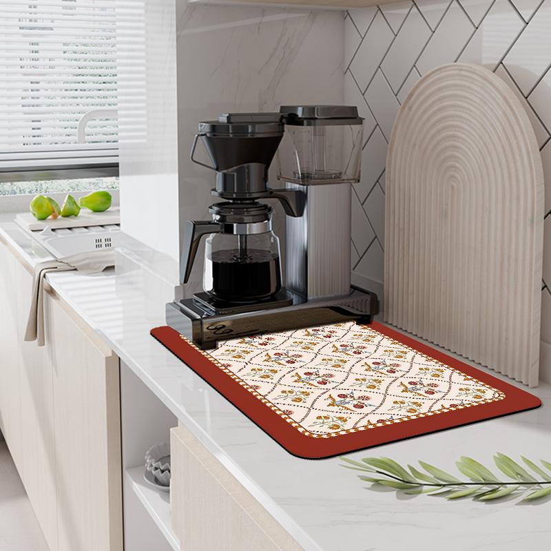 Печатный коврик для сушки посуды, коврик для сушки стола, термостойкие коврики для столешницы, кухонные коврики, впитывающие коврики для сушки посуды, ковры для дома, принадлежности
