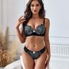 Julexy New Sexy Lace Push Up Bra and Thong Set Underwear For Women  Floral Brassiere Transparent Thong Sets