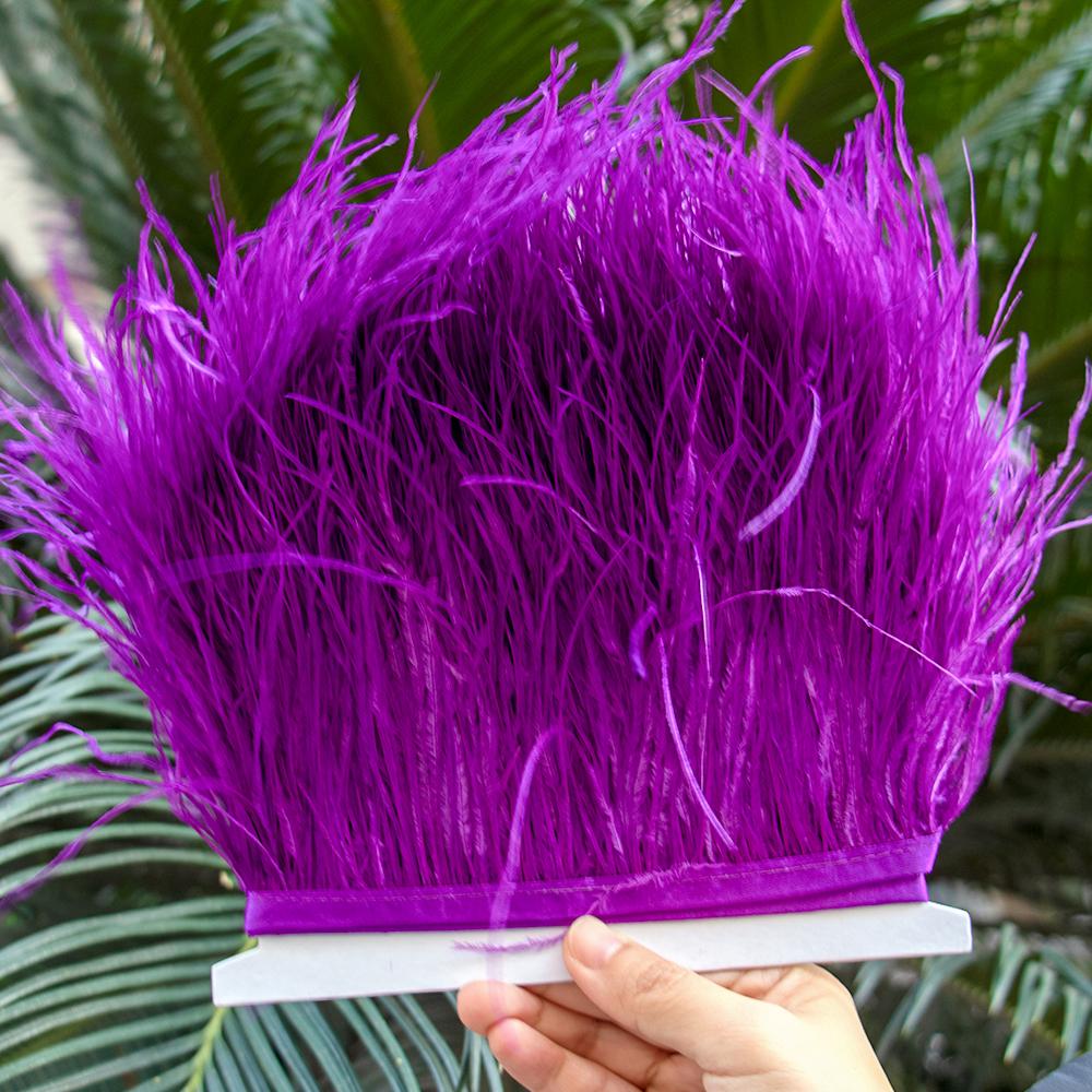 1M Natural Ostrich Feathers Trim White Clothing Sewing Ribbon 8-10cm Feather Fringe for Wedding Party Decoration Crafts Plumes