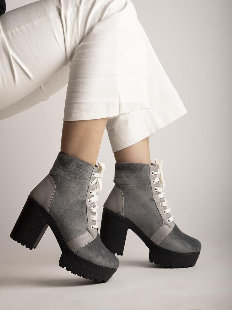 Shoetopia Женские короткие ботильоны на массивном каблуке с нескользящей подошвой, удобные модные ботильоны на щиколотку | Мягкая амортизирующая подошва | Для повседневной носки, вечеринок и зимы
