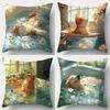 Adorable Cats And Dogs Taking A Bath Digital Printing Pillow Cover Short Plush Suitable Rooms Bedrooms Sofas Throw Cushion Cover