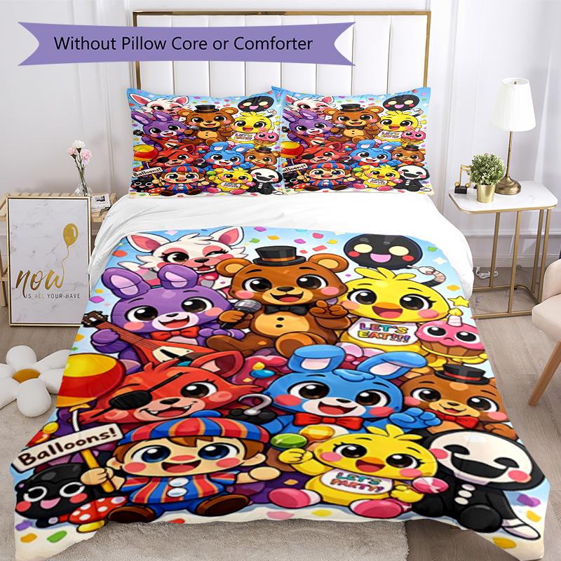 3pcs Freddy Bedding Set Duvet Cover Closure Includes 1 Duvet Cover & 2 Pillowcases, Soft and Comfortable for All Seasons.