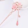 Women Hair Stick Chinese Style Vintage Colorful Rhinestone Flower Decor Tassel Hollow Out Exquisite Stainless Alloy Lightweight Hair Fork Hanfu