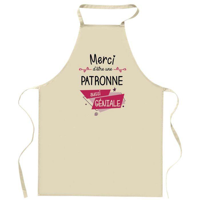 Tablier de cuisine - Patronne Merci Géniale - Impression bretonne - Coton résistant - Fabrication française