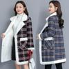 Womens Casual Fashion Coat Ladies Printed Winter Overcoats Female Midi Plush Warmer Outwear