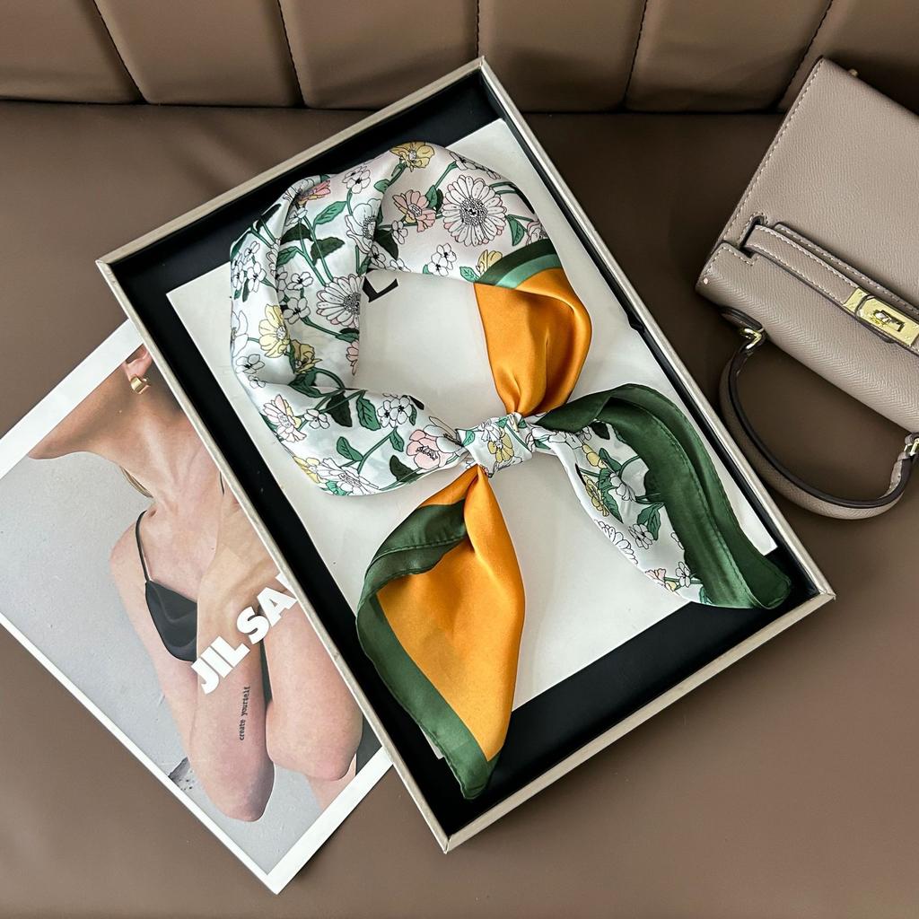 Шелковый шарф женский модный универсальный высокий смысл 70 квадратный шарф защита шеи шарф ретро шарф сумка