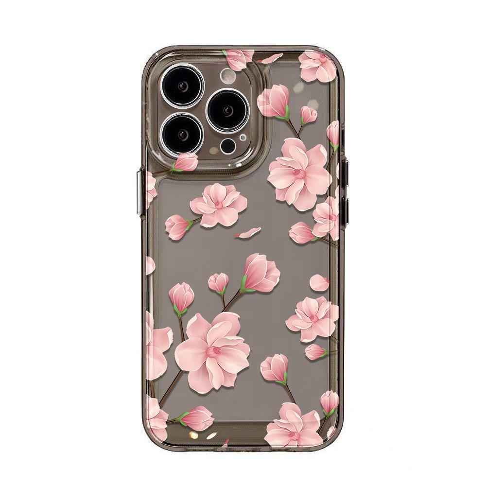 Розовый цветок для чехла iPhone17promax space phone case Apple 16 прозрачный 14/13 мелкое отверстие 15