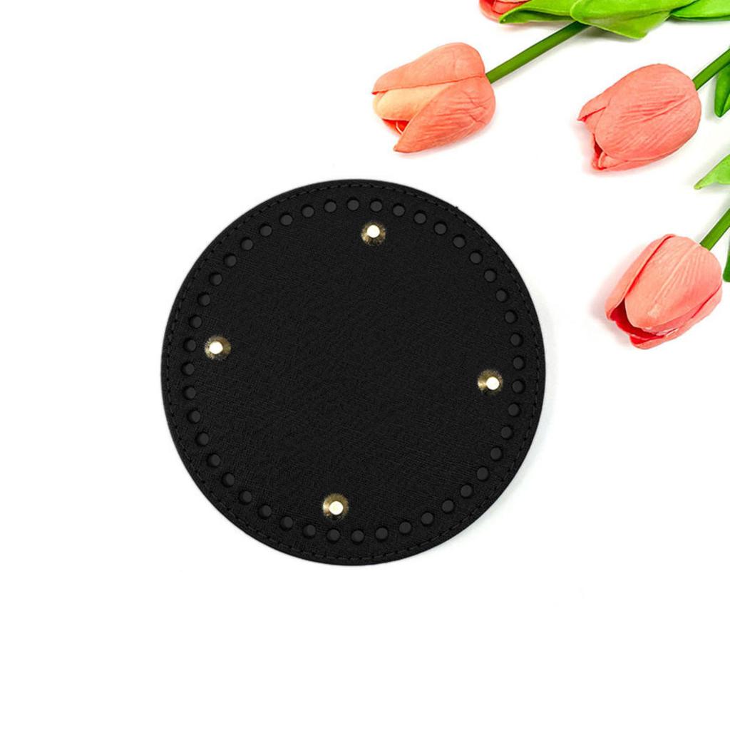 15*15cm Round Bottom For Knitted Bag PU Leather Bag Base with Holes Handmade DIY Crochet Bag Bottom Accessories