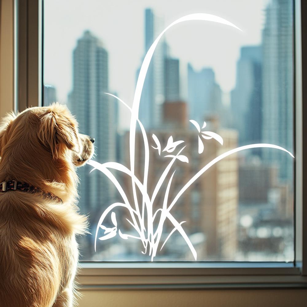 Элегантная белая орхидея оконная наклейка дзен домашний декор стикер самоклеящийся гостиная дверь ботаническое искусство отклеивающаяся
