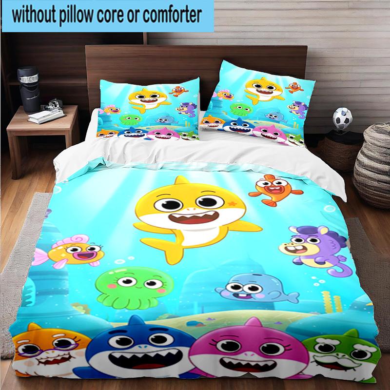 3PCS Cartoon Shark Dance Party 3pcs Bedding,Including 3PCS Duvet Cover And 2pcs Pillowcases Perfect for Christmas,Ideal for Bedroom, Dormitory