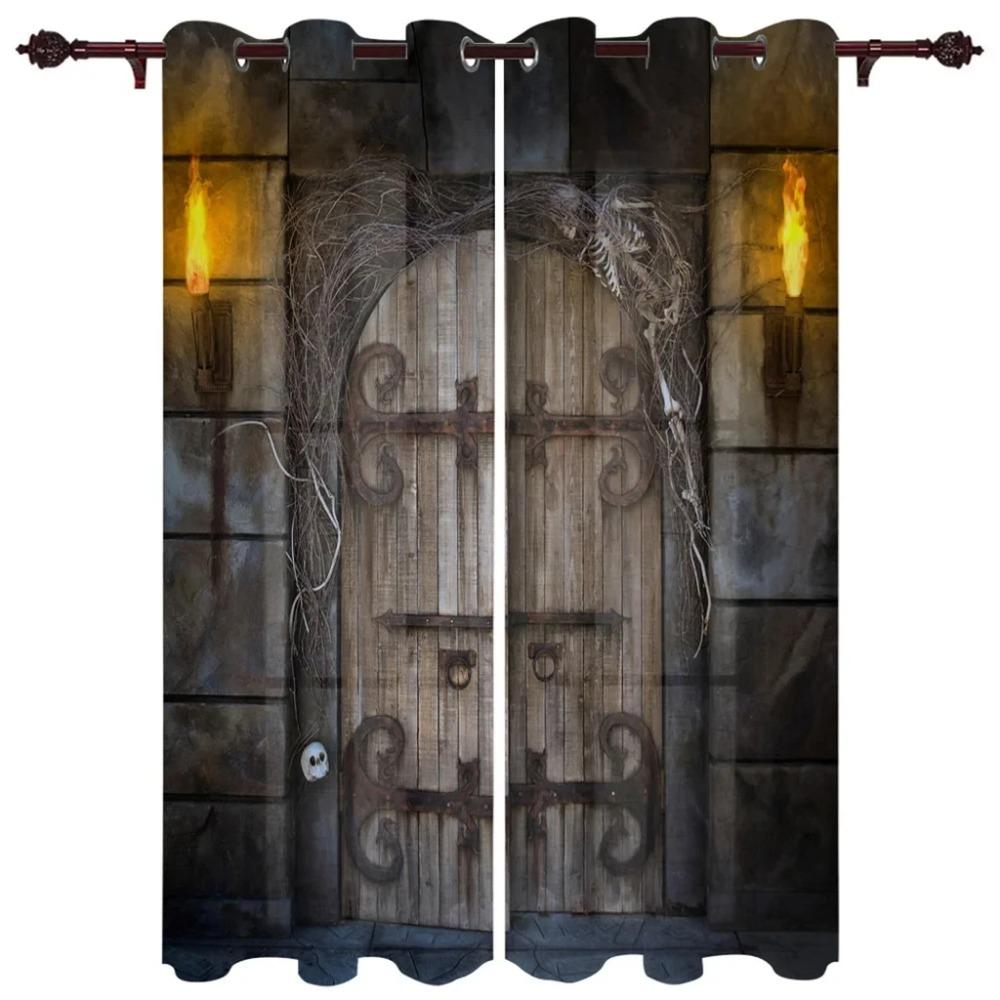 Western High Shading Curtains Traditional Rustic West Wooden Door Living Room Decoration Curtains Bedroom Window Drapes New