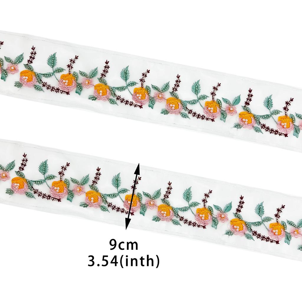 Национальный стиль Цветная вышивка Кружево Этнический стиль Ханьфу Старинный костюм Юбка-лошадь Одежда Занавеска Вышивка Украшение Штрих-код