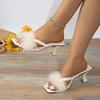 Женская обувь Шлепанцы Женские тапочки Модные модельные тапочки Женские туфли с квадратным носком и тонким каблуком Большие размеры Туфли с открытым носком