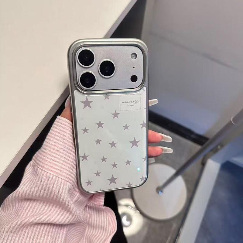 INS Модный Молочно-Белый Чехол со Звездами для iPhone 17 Air 16Promax E 15 14 13 12 11 Pro Max 78 Plus Y2K Матовый Задний Чехол