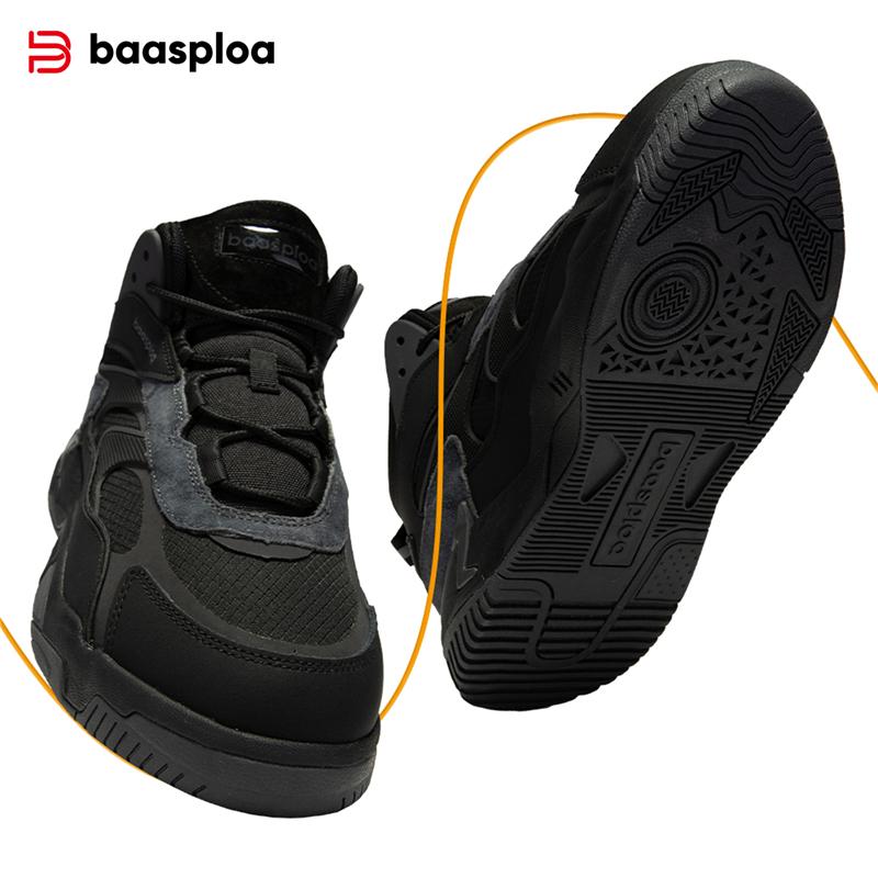BAASPLOA Зимние мужские кроссовки Кожаная повседневная модная водонепроницаемая спортивная обувь для мужчин Плюшевые теплые мужские кроссовки Нескользящая уличная повседневная спортивная обувь
