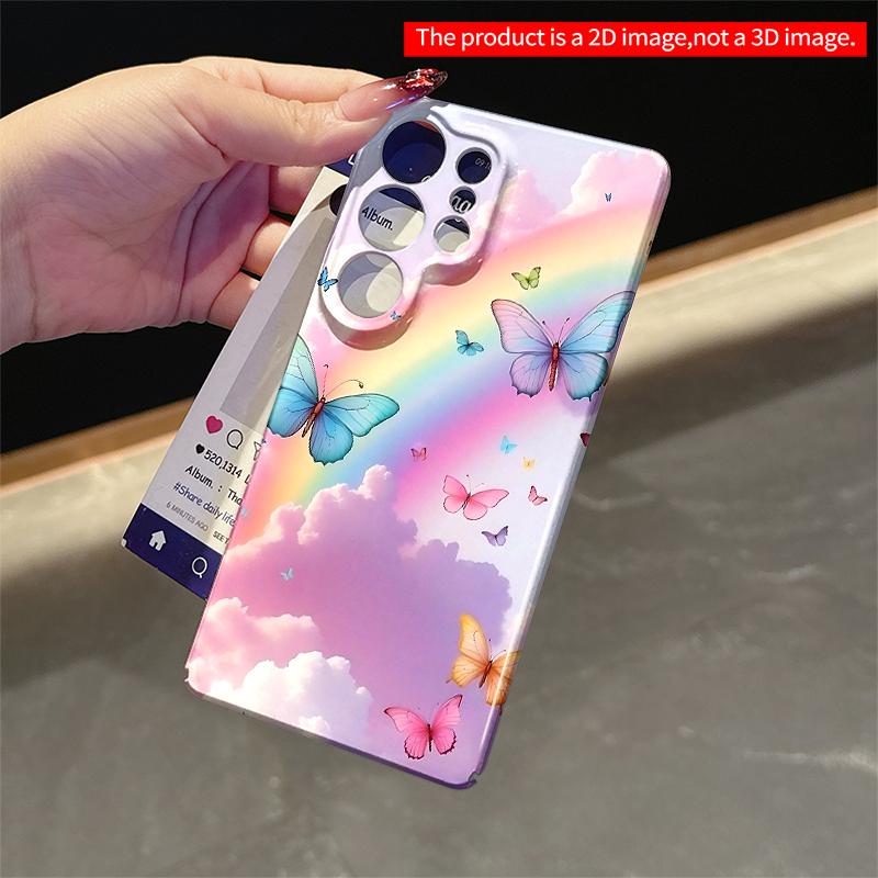 2DFlat Samsung phone case Butterflies & Rainbow Sky Mobile Case Applicable to Galaxy S22 S23 S24 S25ULTRA S26 A12 A13 A14 A15 A16