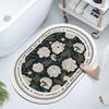 French Retro Oval Diatomaceous Mud Upholstered Toilet Bathroom Absorbent Mat Non-slip Foot Mat Quick Drying Door Mat