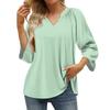 Women's Summer Casual 3/4 Sleeve T-Shirt Solid V Neck Pullover Top