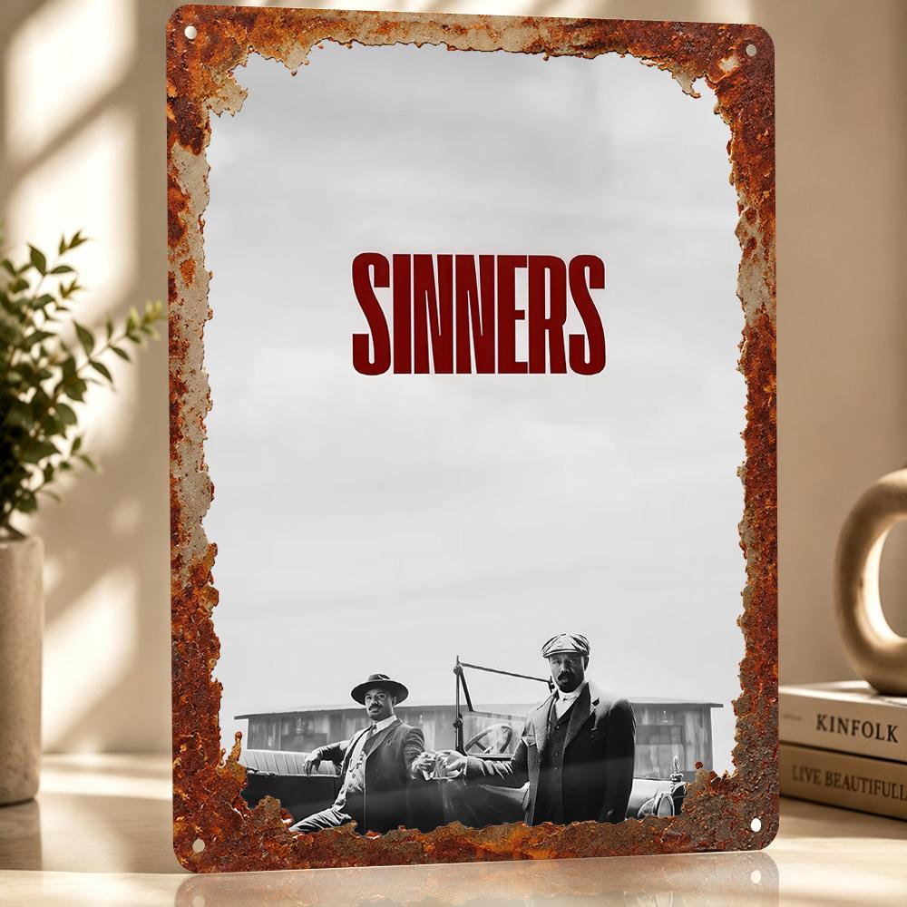 Sinners Movie Poster Retro D Printed Metal Signs Customized Wall Hanging Gift for Bathroom Decor Room Article Decoration Home