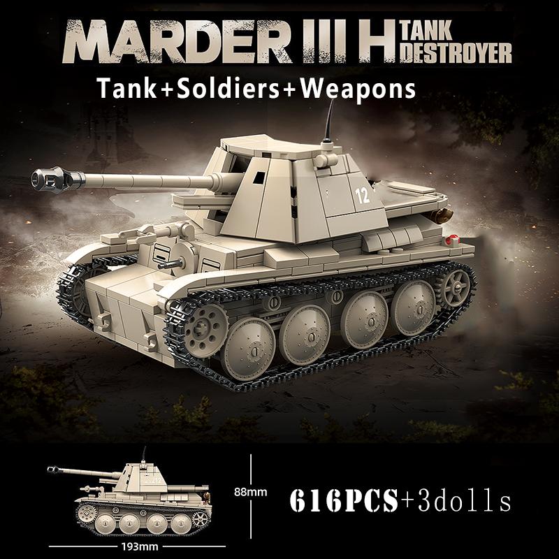 Военный Мировая Война Немецкий SD.KF5.251 Полугусеничная Легкая Бронированная Машина Строительство WW2 Тигр Пантера Танки Кубики Кирпичики Детские Игрушки