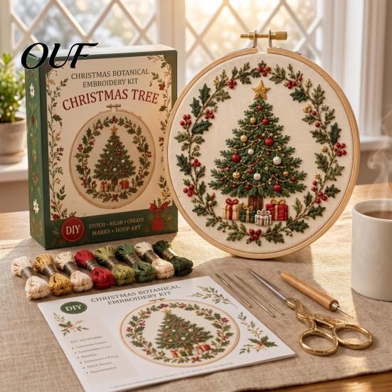 Набор для вышивания Christmas для начинающих, с напечатанным рисунком, полный комплект, арт и наборы инструментов для взрослых, праздничный настенный орнамент